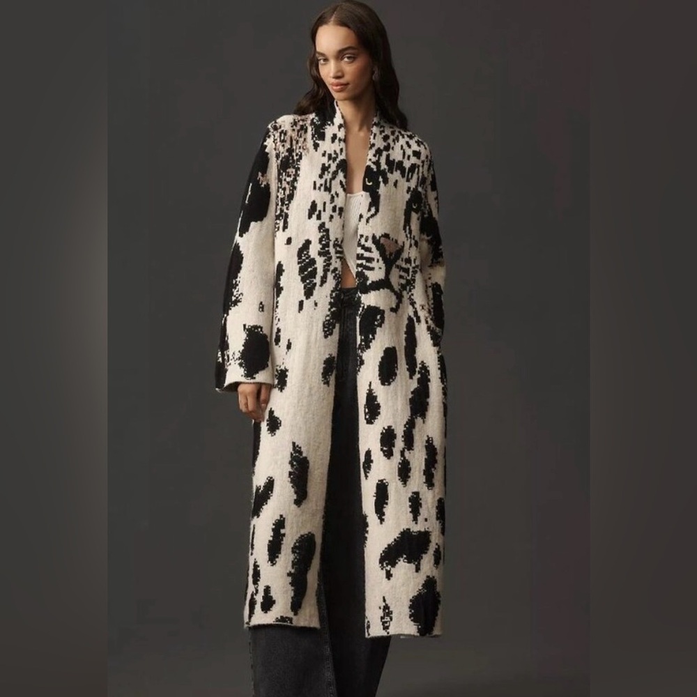 Anthropologie Pilcro Leopard Print Sweater Duster Cardigan Jacket